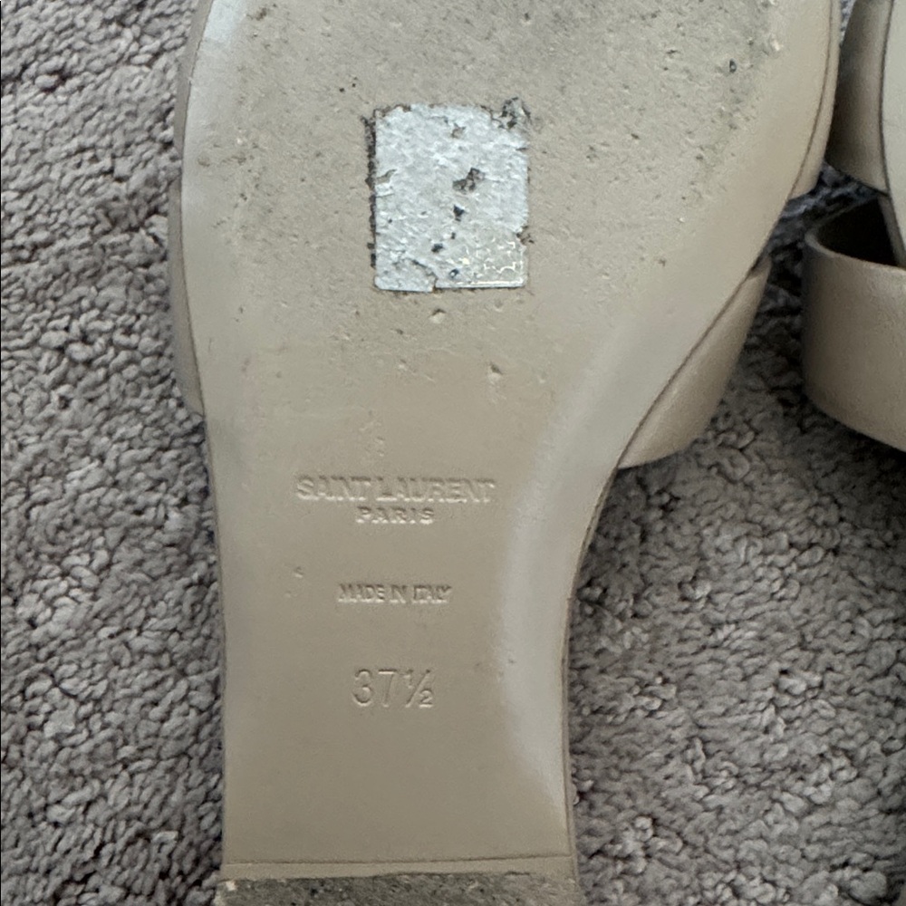 Saint Laurent Tribute Mules Smooth Leather Slides Women's Size: 7.5 37.5 - Picture 7 of 8